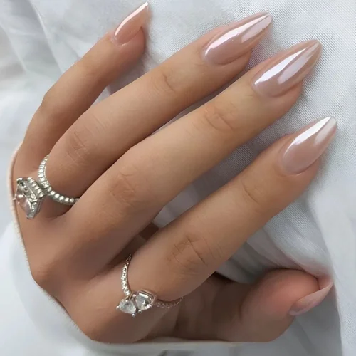 irror-like silver chrome nails with high-shine reflection